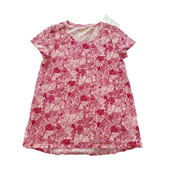 Lilly Pulitzer Womens Scoop Neck Top Size S Raspberry Cotton Short-sleeved New - Picture 9 of 10